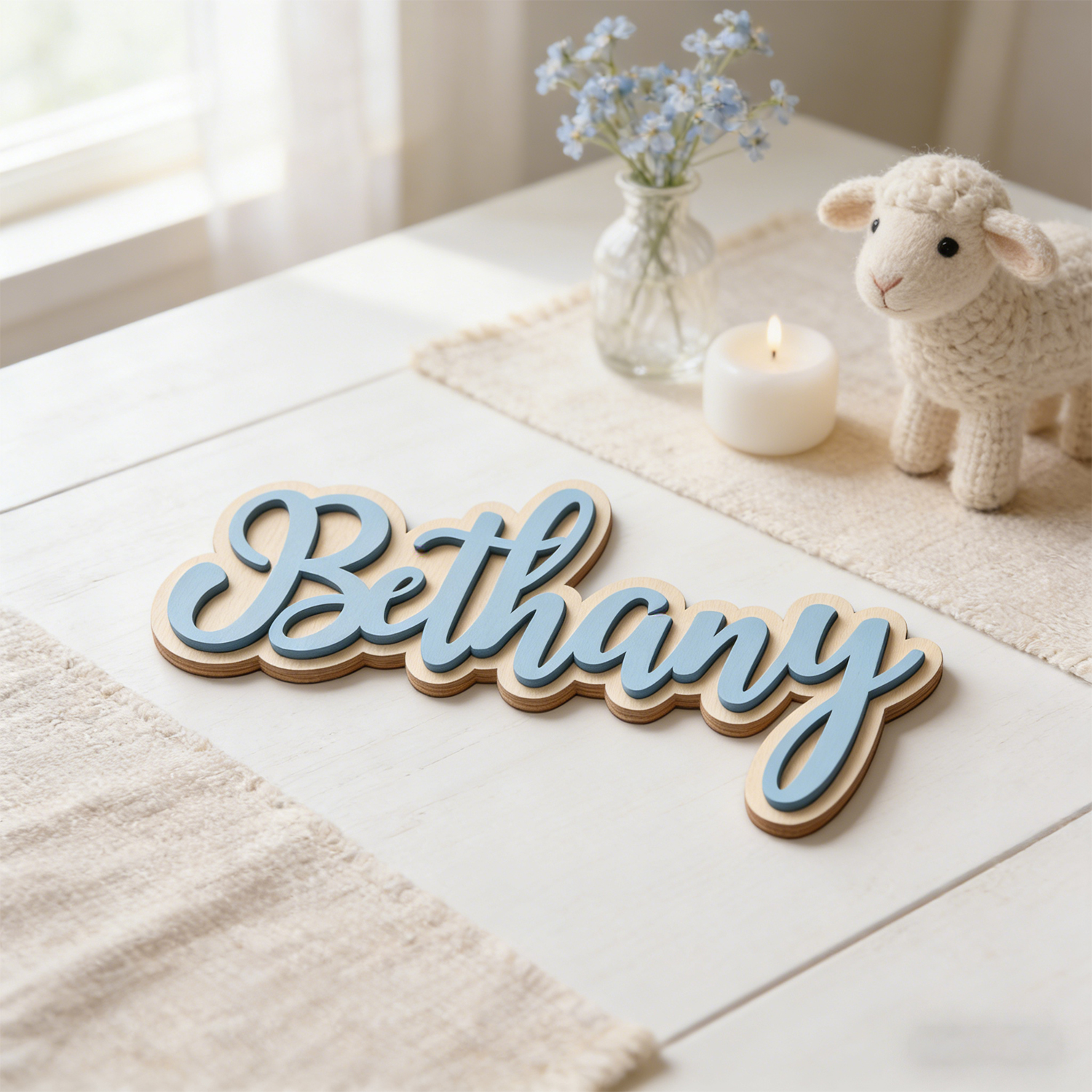 Industrial Laser Marker - 1 Personalized Double-layer Wooden Name Tag,