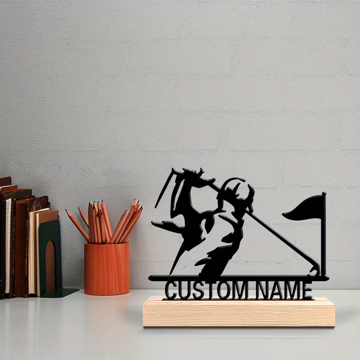 Industrial Laser Marker - Custom Engraved Golfer Metal Statue Wooden