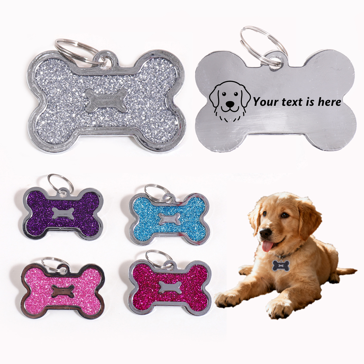 Industrial Laser Marker - Glitter Custom Text Dog Tags Customized